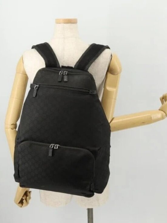 GUCCI GG Canvas Backpack Nylon Black Silver 179606 Auth bs33851 main image 13